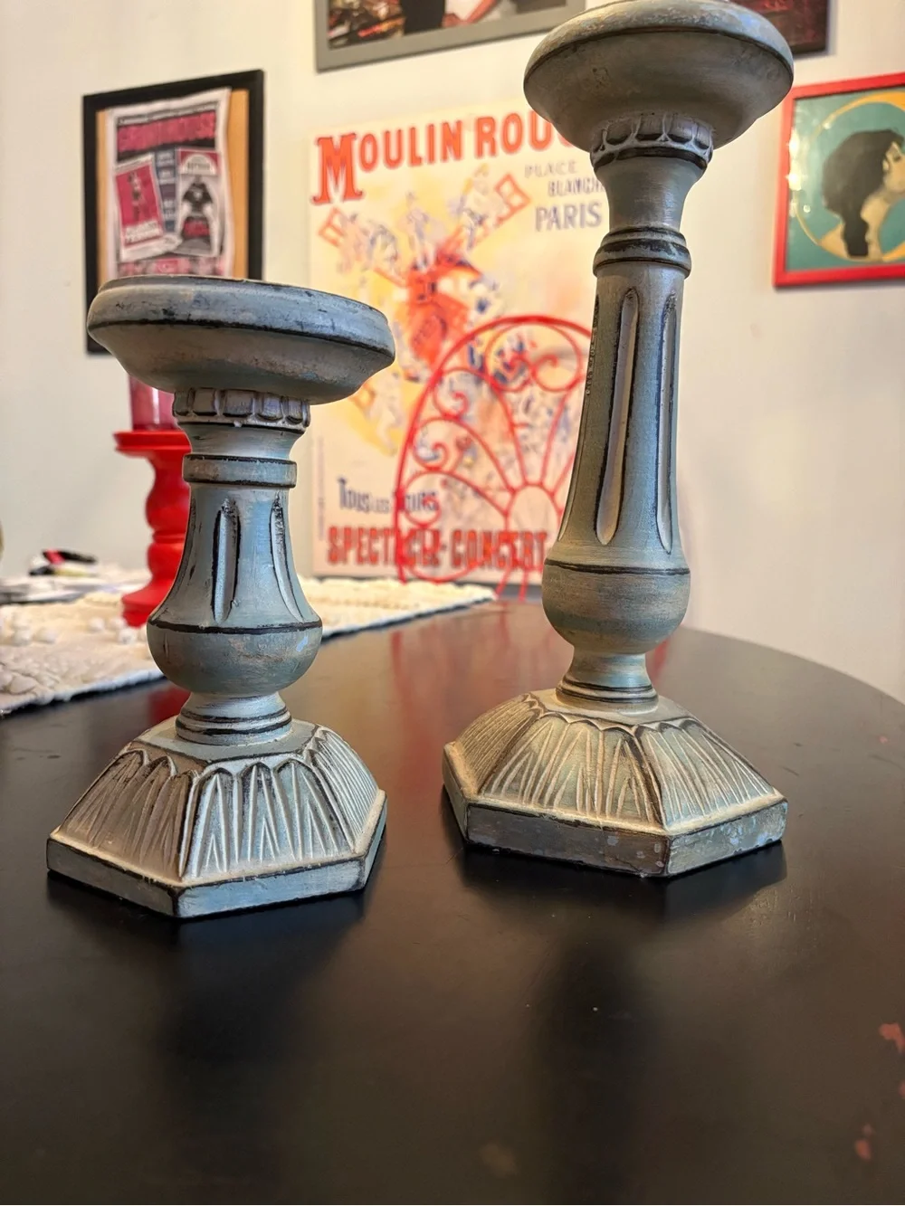 Pier 1 Distressed Cream Decorative Candle Holders - Pair